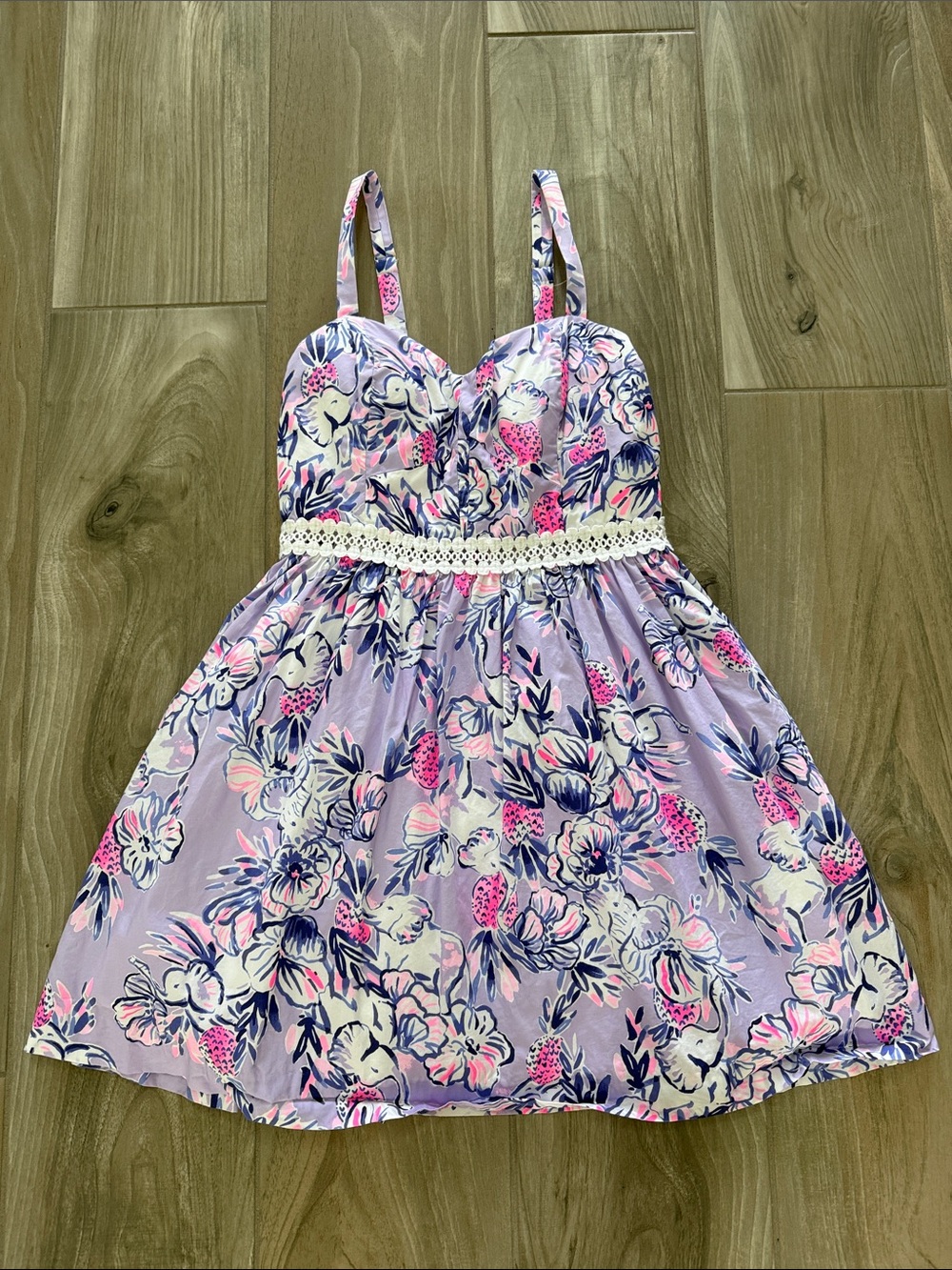 Lilly Pulitzer Lavender Floral Sundress with Pink & Navy Details
